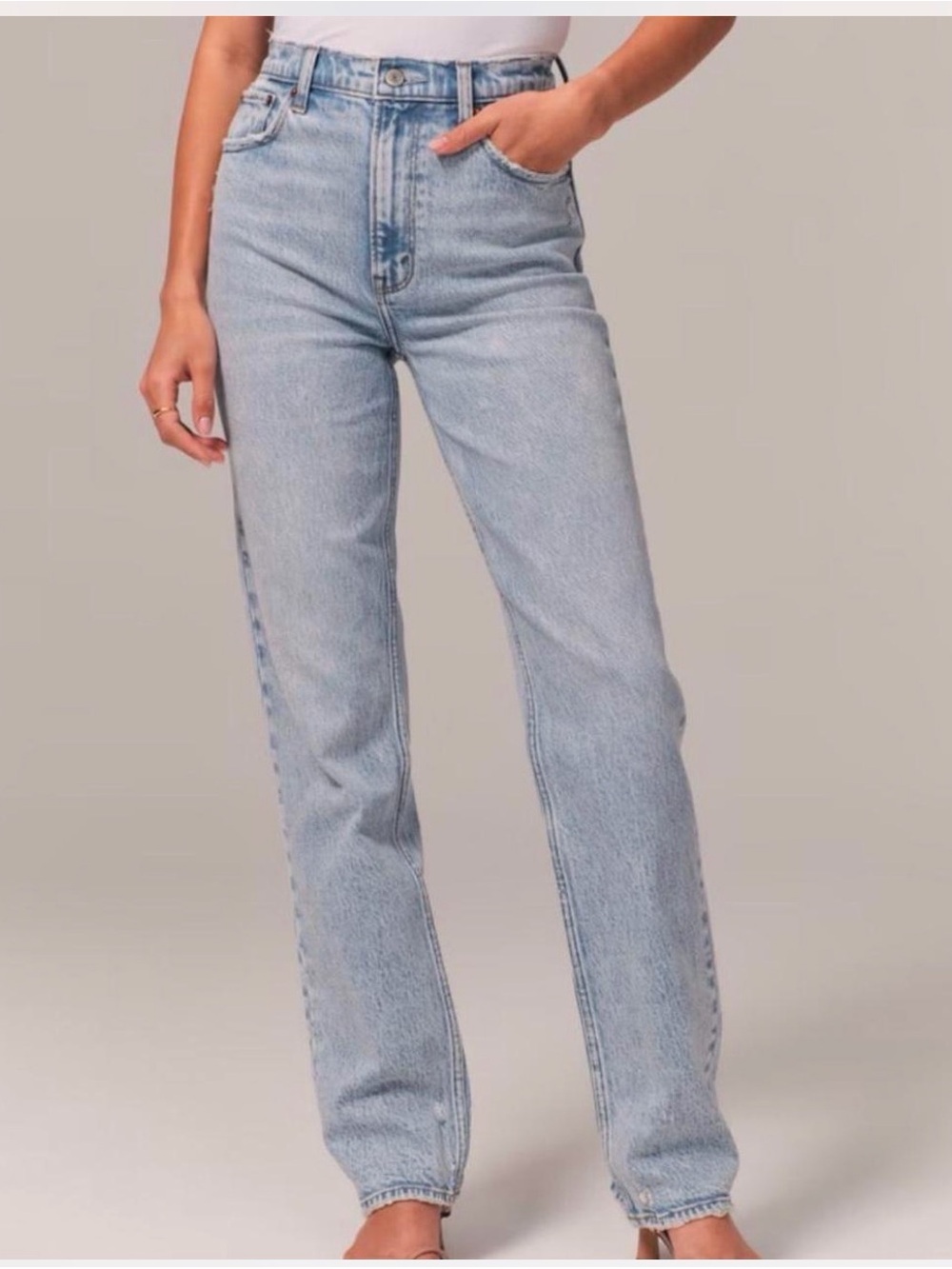 Abercrombie & Fitch The 90s Straight Ultra High Rise Curve Love Light Blue 25/0s